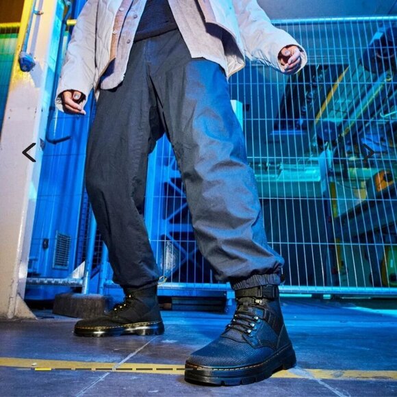 Dr. Martens Combs Tech ll Black Ripstop Nubuck Leather Combat Boots Size 13 - Picture 8 of 12